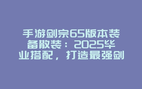 手游剑宗65版本装备散装：2025毕业搭配，打造最强剑宗！_游戏攻略_36397绿色下载网