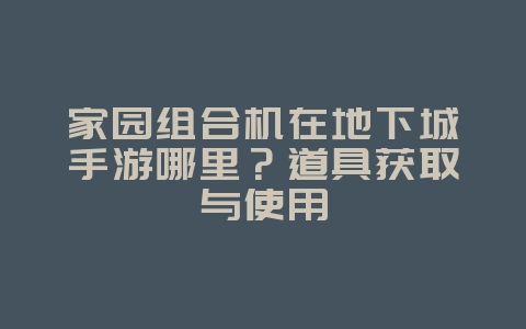 家园组合机在地下城手游哪里？道具获取与使用_游戏攻略_36397绿色下载网