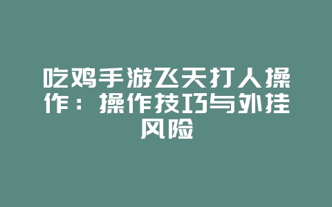 吃鸡手游飞天打人操作：操作技巧与外挂风险_游戏攻略_36397绿色下载网
