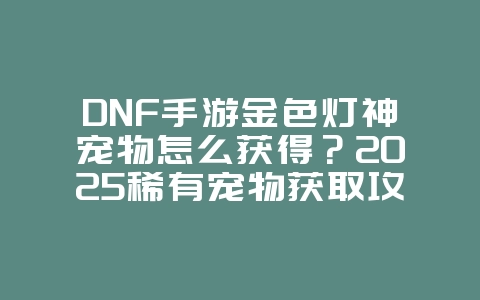 DNF手游金色灯神宠物怎么获得？2025稀有宠物获取攻略，游戏攻略_游戏资讯_36397绿色下载网