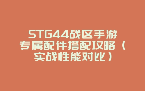 STG44战区手游专属配件搭配攻略（实战性能对比）_游戏攻略_36397绿色下载网