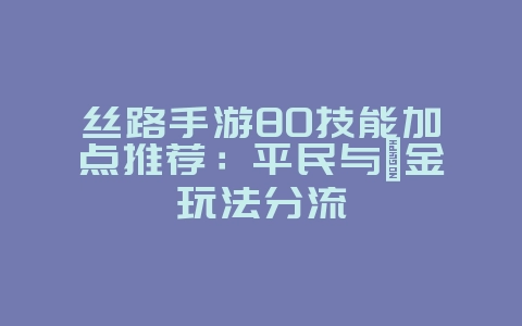 丝路手游80技能加点推荐:平民与氪金玩法分流_游戏攻略_36397绿色下载网 丝路手游80技能加点推荐:平民与氪金玩法分流_游戏攻略_36397绿色下载网