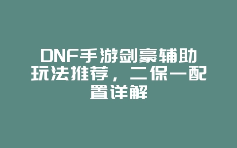 DNF手游剑豪辅助玩法推荐，二保一配置详解_游戏攻略_36397绿色下载网