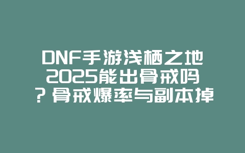 DNF手游浅栖之地2025能出骨戒吗?骨戒爆率与副本掉落!_游戏资讯_36397绿色下载网 DNF手游浅栖之地2025能出骨戒吗?骨戒爆率与副本掉落!_游戏资讯_36397绿色下载网