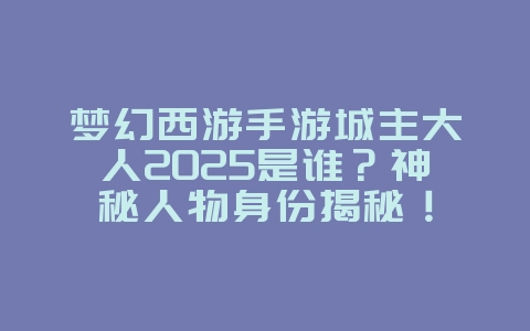 梦幻西游手游城主大人2025是谁？神秘人物身份揭秘！