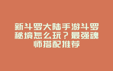 新斗罗大陆手游斗罗秘境怎么玩?最强魂师搭配推荐_游戏攻略_36397绿色下载网 新斗罗大陆手游斗罗秘境怎么玩?最强魂师搭配推荐_游戏攻略_36397绿色下载网