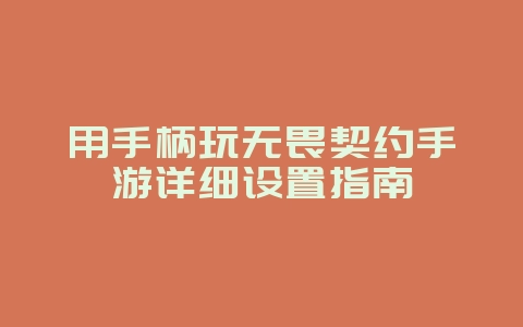 用手柄玩无畏契约手游详细设置指南_游戏攻略_36397绿色下载网
