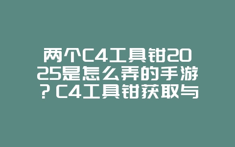 两个C4工具钳2025是怎么弄的手游？C4工具钳获取与使用技巧！_游戏攻略_36397绿色下载网