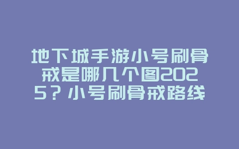 地下城手游小号刷骨戒是哪几个图2025？小号刷骨戒路线推荐！_游戏攻略_36397绿色下载网