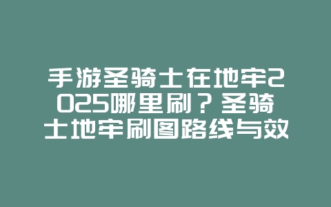 手游圣骑士在地牢2025哪里刷?圣骑士地牢刷图路线与效率!_游戏攻略_36397绿色下载网 手游圣骑士在地牢2025哪里刷?圣骑士地牢刷图路线与效率!_游戏攻略_36397绿色下载网
