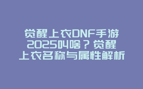 觉醒上衣DNF手游2025叫啥？觉醒上衣名称与属性解析！_游戏攻略_36397绿色下载网