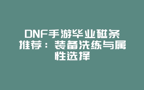 DNF手游毕业磁条推荐：装备洗练与属性选择_游戏攻略_36397绿色下载网